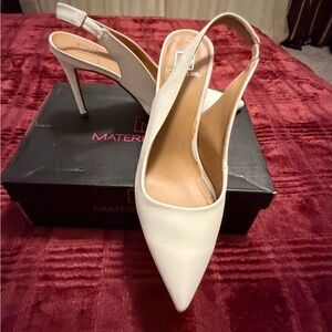 Material Girl White Slingback Heels